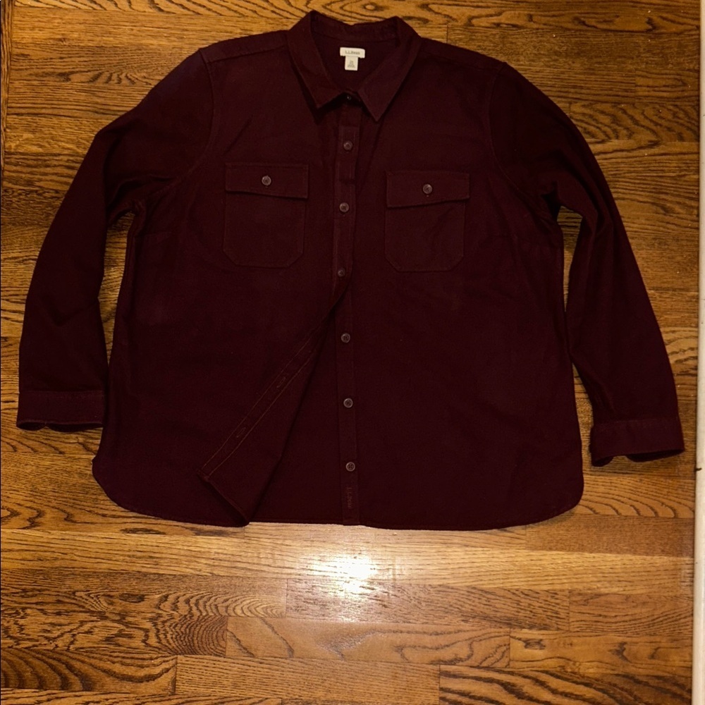 L.L. Bean Maroon Button-Front Shirt Jacket Gorpcore Men’s XXL